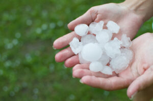 Hail big enough to cause damage and possibly file an insurance claim